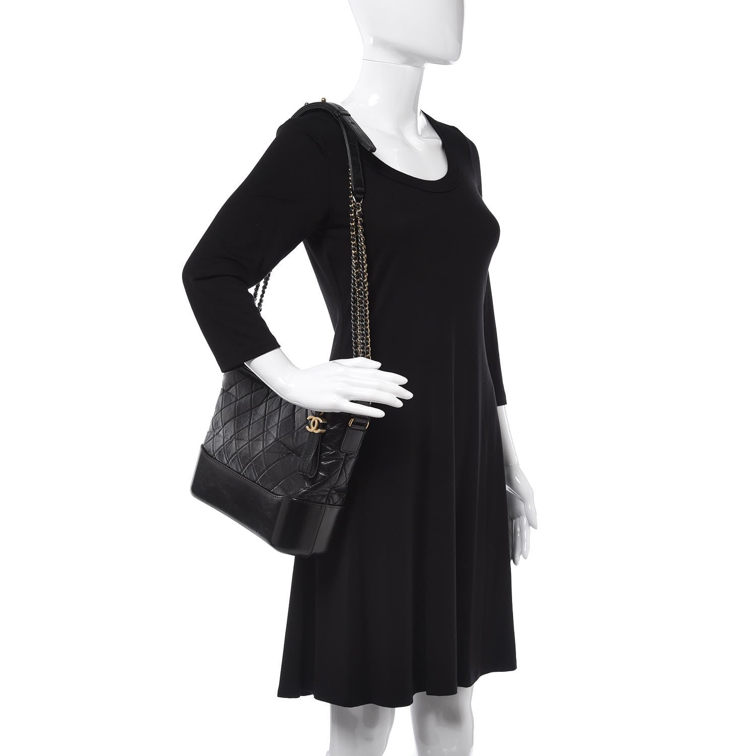 Chanel Aged Calfskin Quilted Medium Gabrielle Hobo Black 2 of 11
