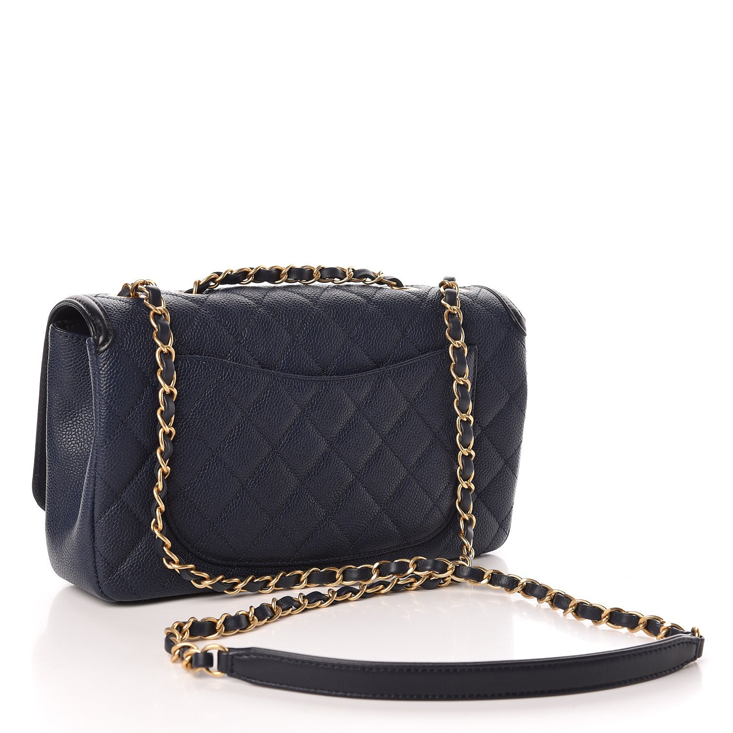 Chanel Caviar Quilted Medium CC Filigree Flap Navy Black 3 of 11