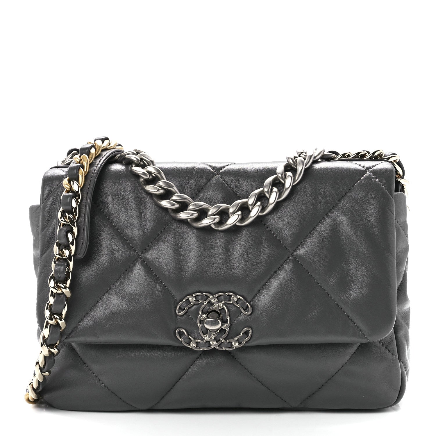 Chanel Lambskin Quilted Medium Chanel 19 Flap Dark Grey 1 of 10