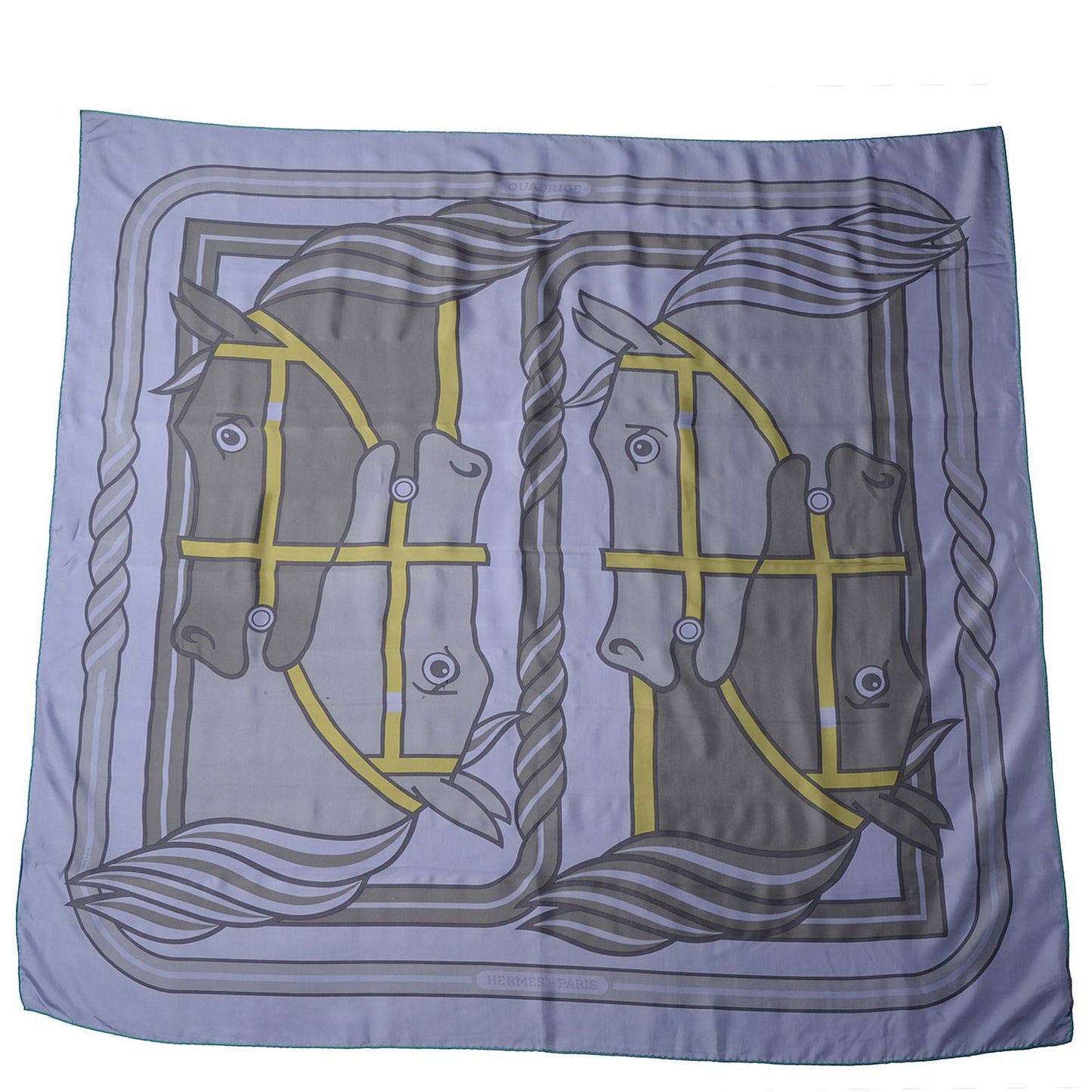 Silk Dip Dyed Quadrige Scarf 140 Lilac Gris Chartreuse