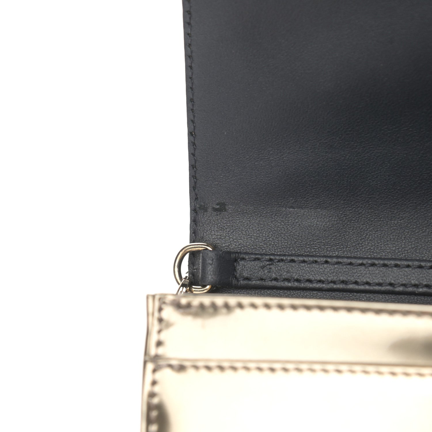 Christian Dior Metallic Patent Micro-Cannage Diorama Wallet on Chain Pouch Gold 11 of 14