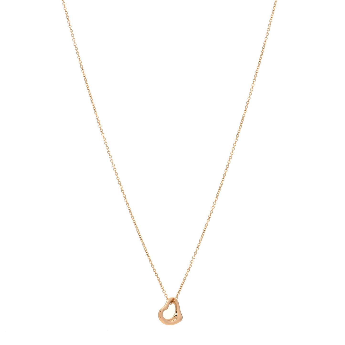 18K Rose Gold 11mm Elsa Peretti Open Heart Pendant Necklace