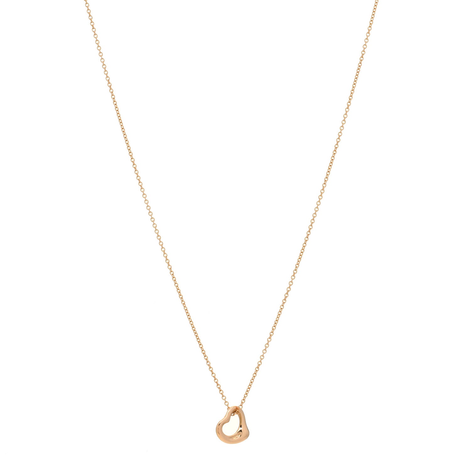 Tiffany 18K Rose Gold 11mm Elsa Peretti Open Heart Pendant Necklace 1 of 3