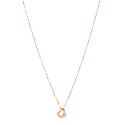 Tiffany 18K Rose Gold 11mm Elsa Peretti Open Heart Pendant Necklace 1 of 3