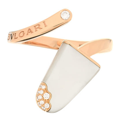 Bulgari 18K Rose Gold Diamond Mother of Pearl Gelati Ring 50 5.25 1 of 4
