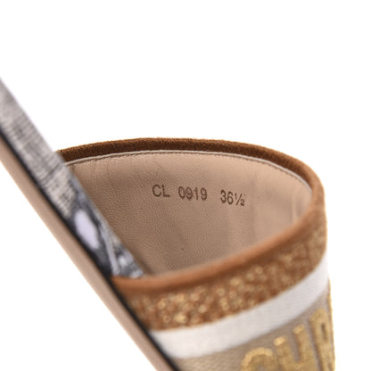 Christian Dior Canvas Lurex Baobab Embroidered Dway Flat Slide Sandals 36.5 Beige 8 of 8