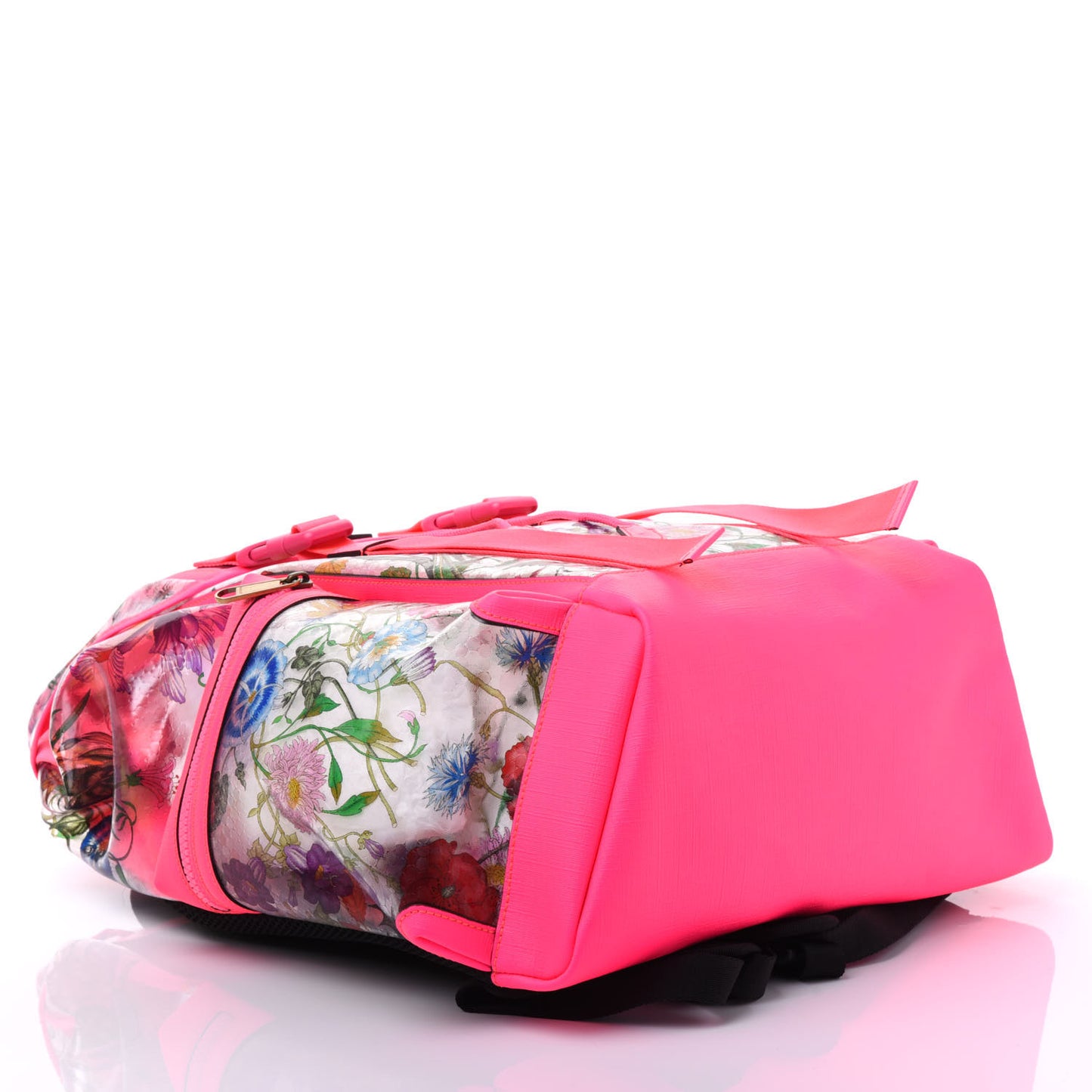 PVC Floral Double Buckle Backpack Fuchsia