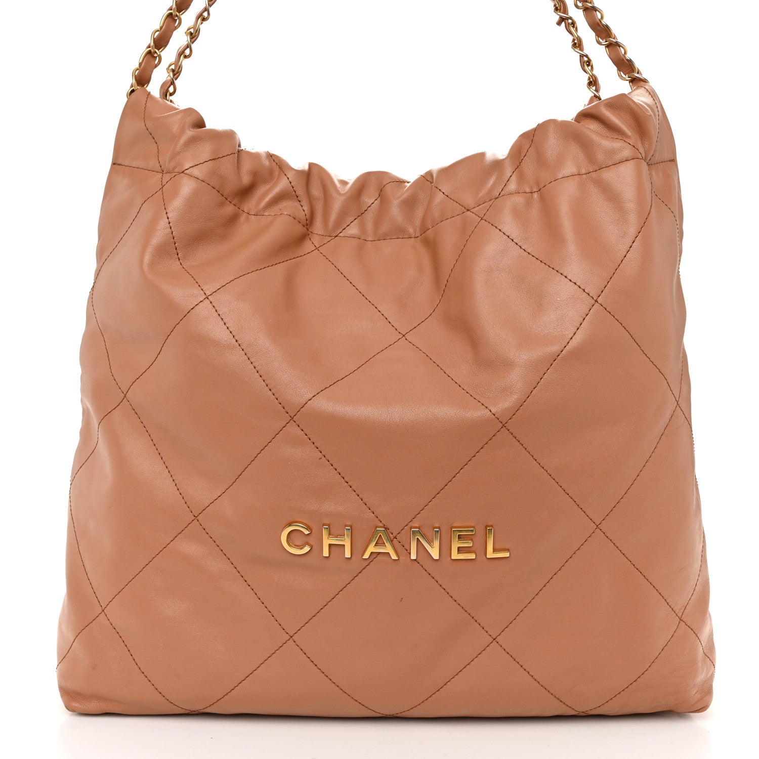 Chanel Shiny Calfskin Quilted Chanel 22 Camel 9 of 13