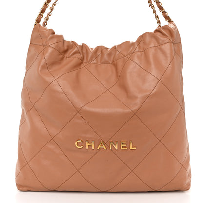 Chanel Shiny Calfskin Quilted Chanel 22 Camel 9 of 13