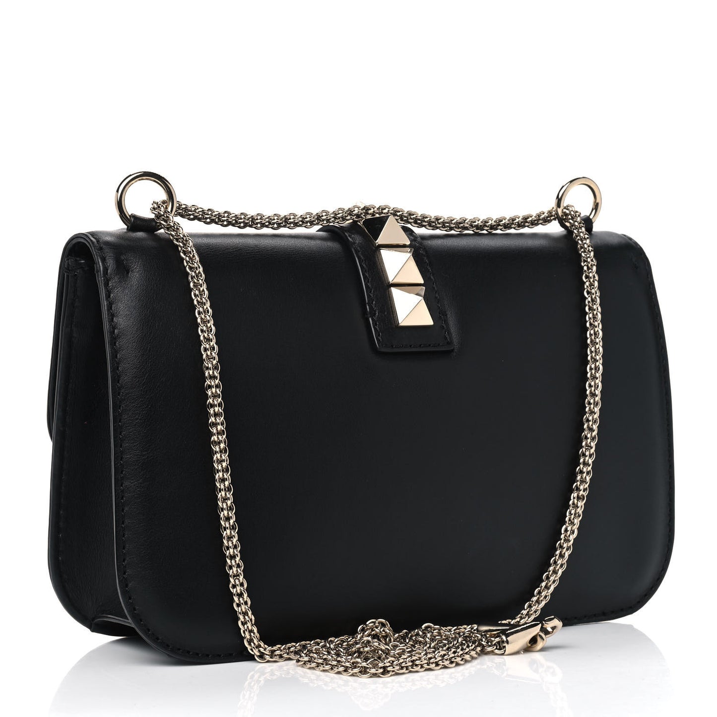Vitello Medium Glam Lock Rockstud Flap Black