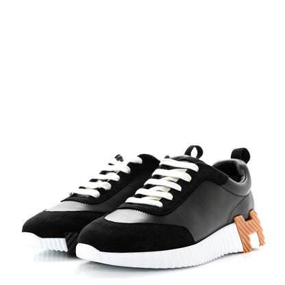 Hermes Goatskin Suede Goatskin Bouncing Sneakers 37.5 Black 3 of 9