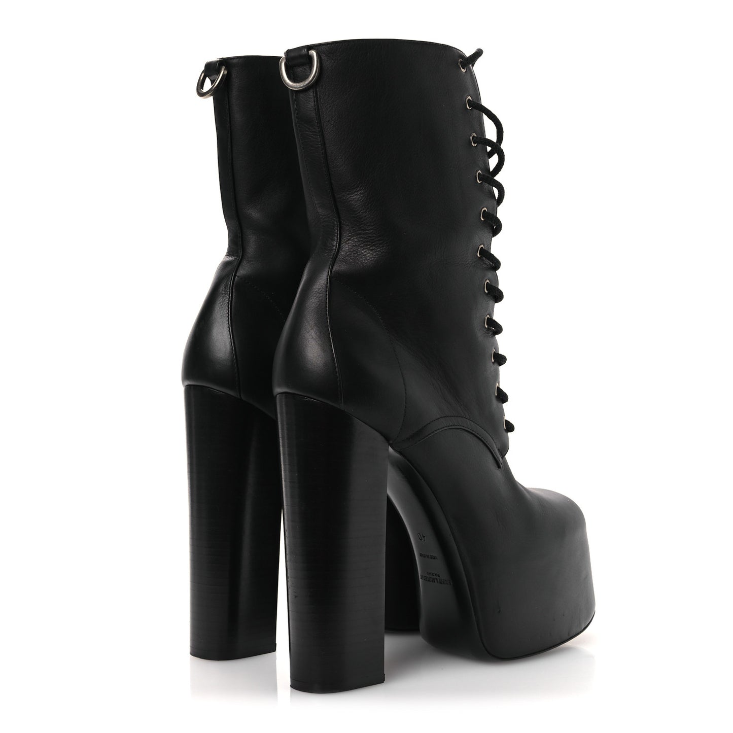 Calfskin Mina Lace Up Platform Boots 40 Black
