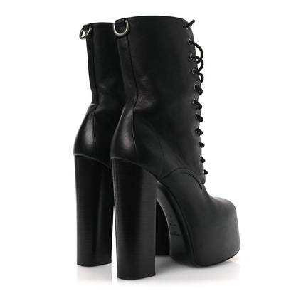Saint Laurent Calfskin Mina Lace Up Platform Boots 40 Black 5 of 12