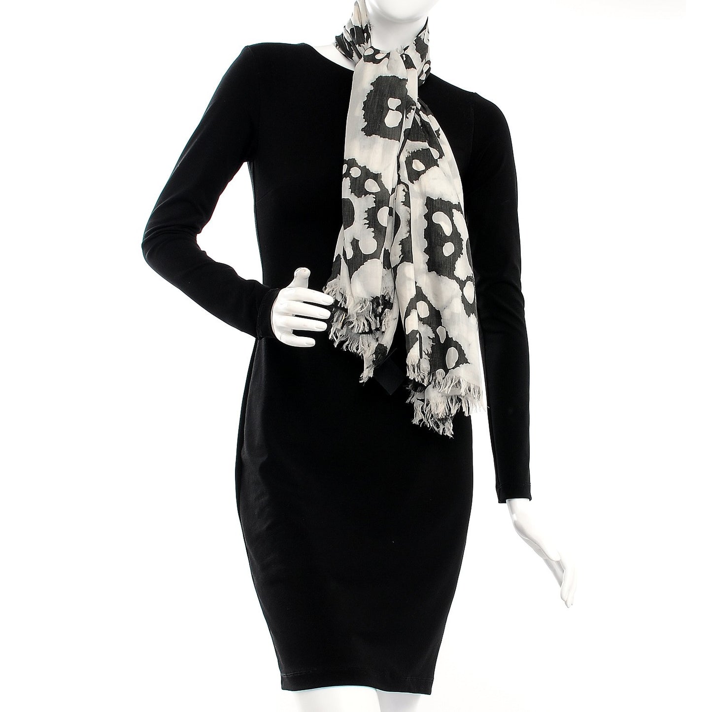 Cotton Silk Tie Dye Square Scarf Black White