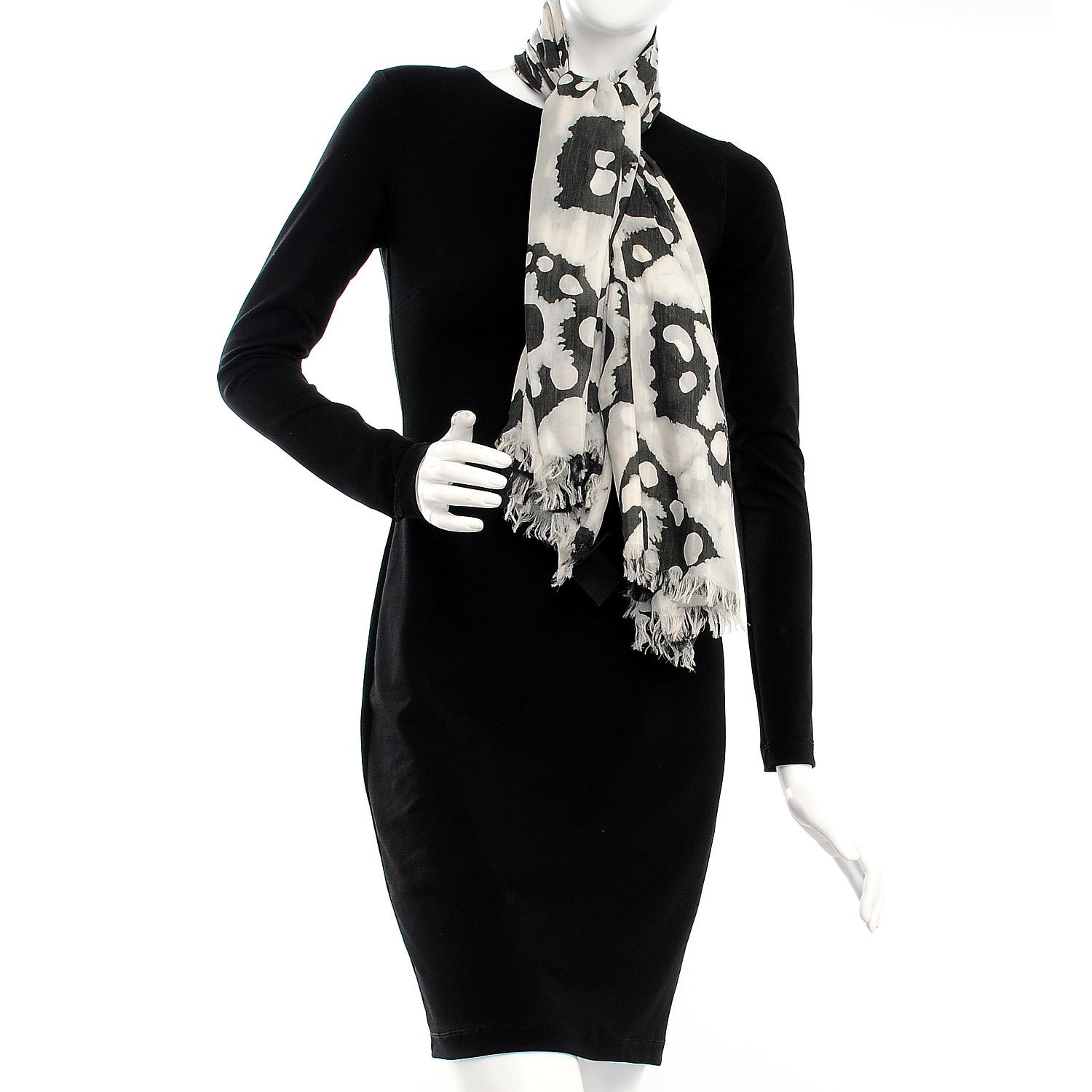 Burberry Cotton Silk Tie Dye Square Scarf Black White 2 of 4