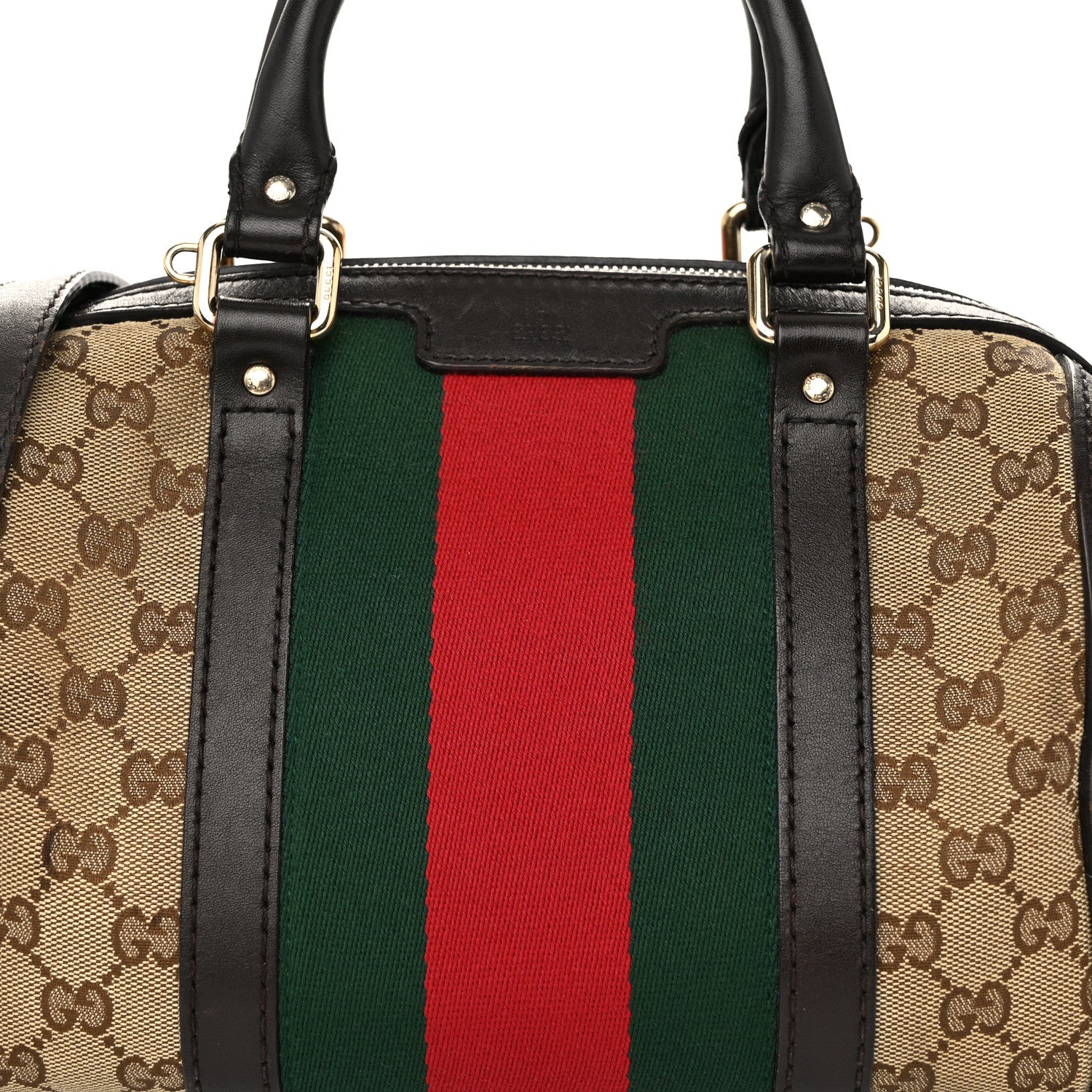 Gucci Monogram Vintage Web Small Boston Dark Brown 8 of 12