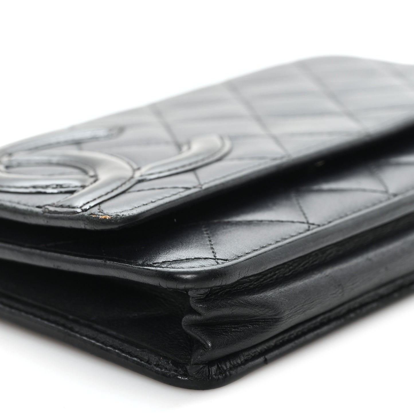 Calfskin Quilted Cambon Wallet on Chain WOC Black