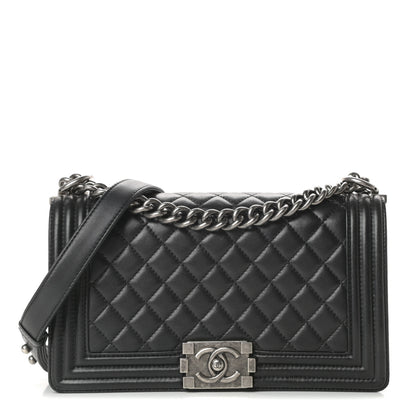 Chanel Lambskin Quilted Medium Boy Flap Black 1 of 16