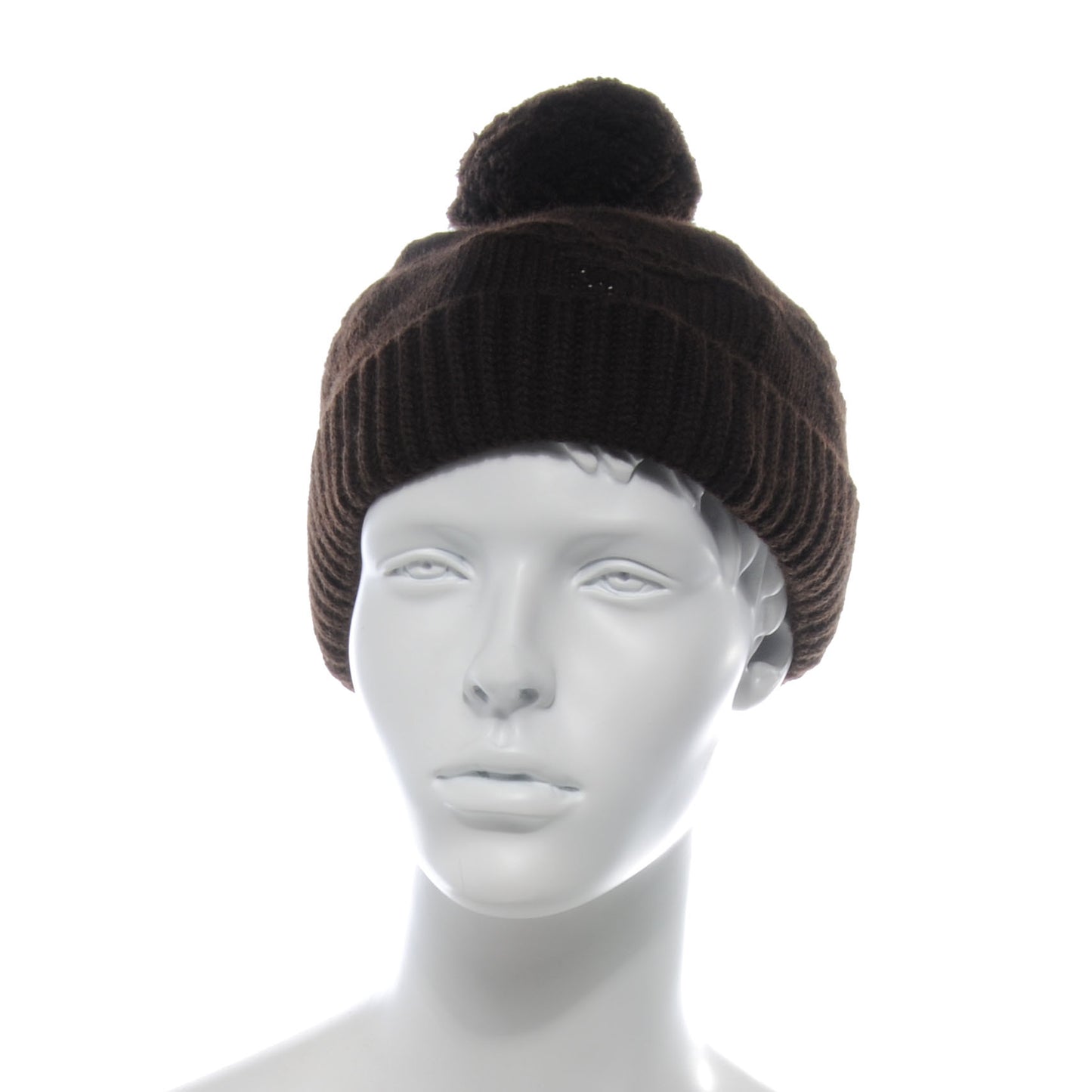 Cashmere Monogram Beanie Hat Brown
