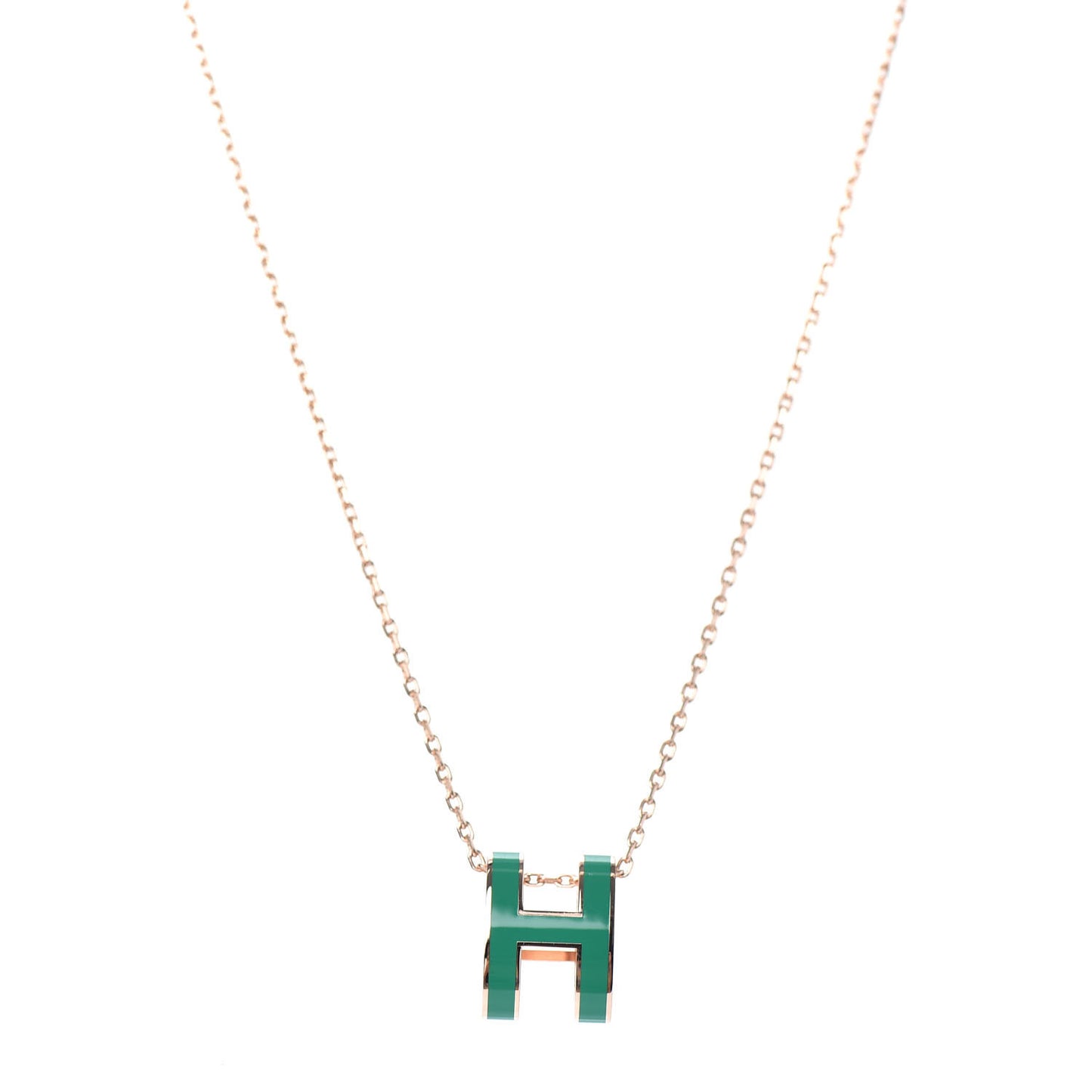 Rose Gold Lacquered Pop H Pendant Necklace Vert Malachite