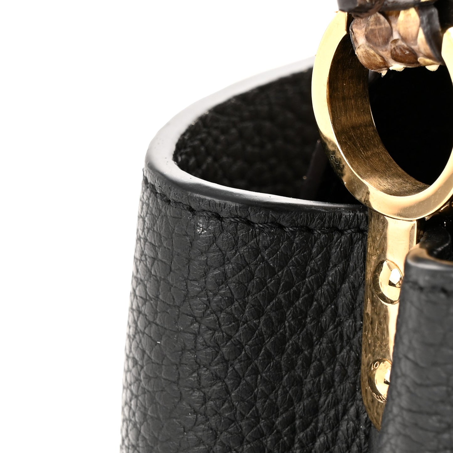Taurillon Snakeskin Mini Capucines Black