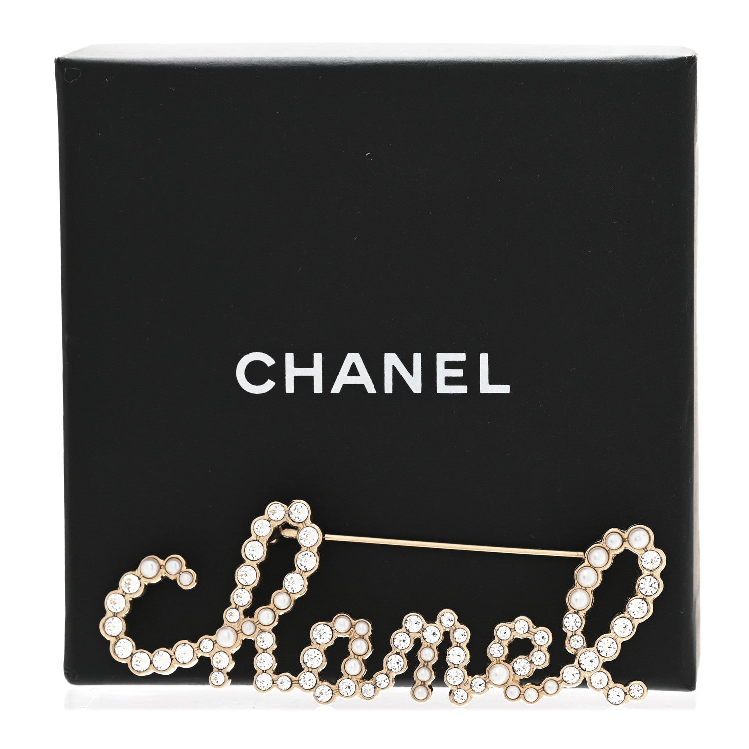 Chanel Metal Glass Swirling Pearls Brooch Pin Gold 6 of 6