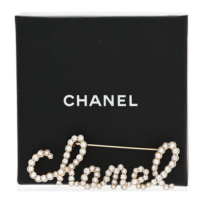 Chanel Metal Glass Swirling Pearls Brooch Pin Gold 6 of 6