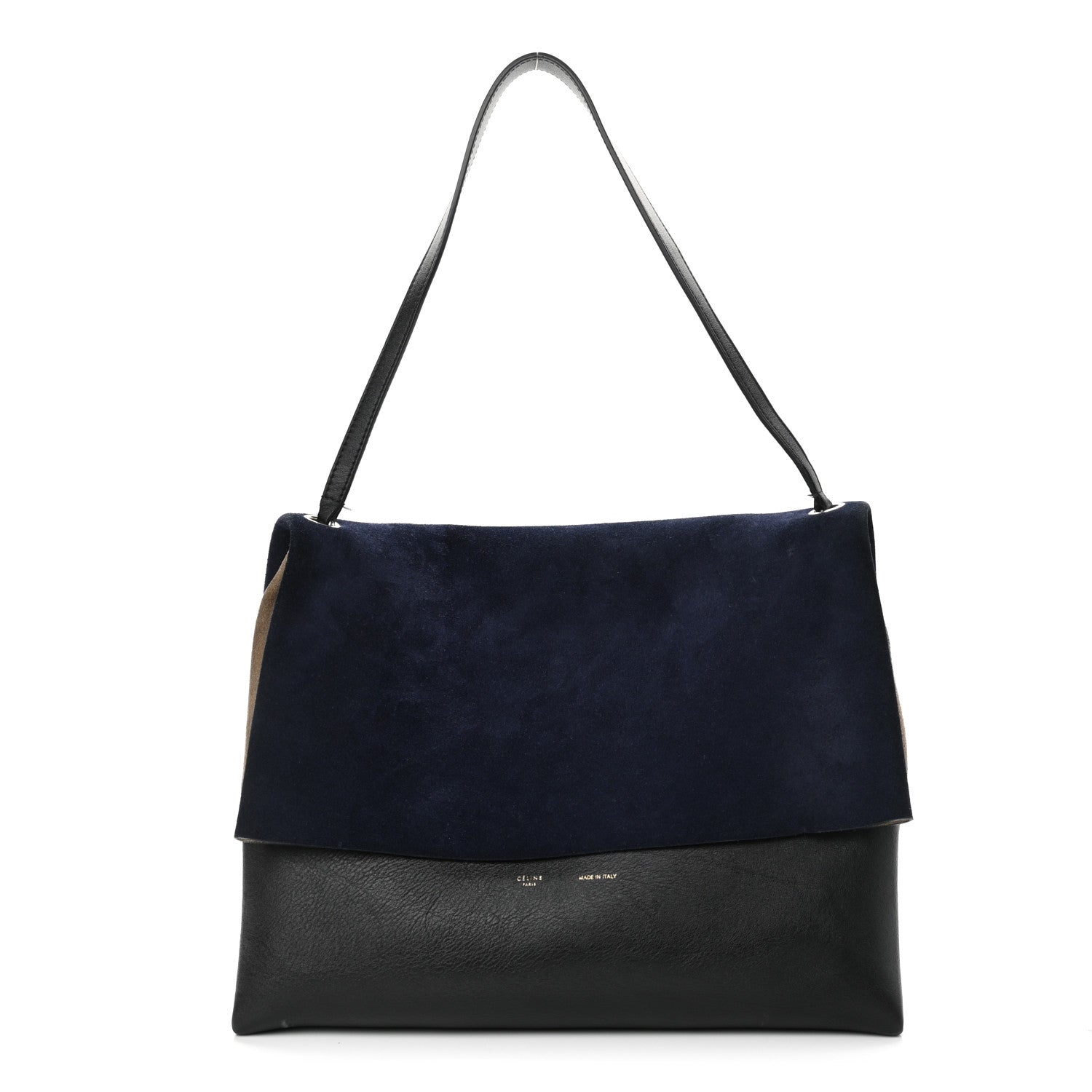 Celine Calfskin Suede All Soft Shoulder Bag Ocean Blue 3 of 16
