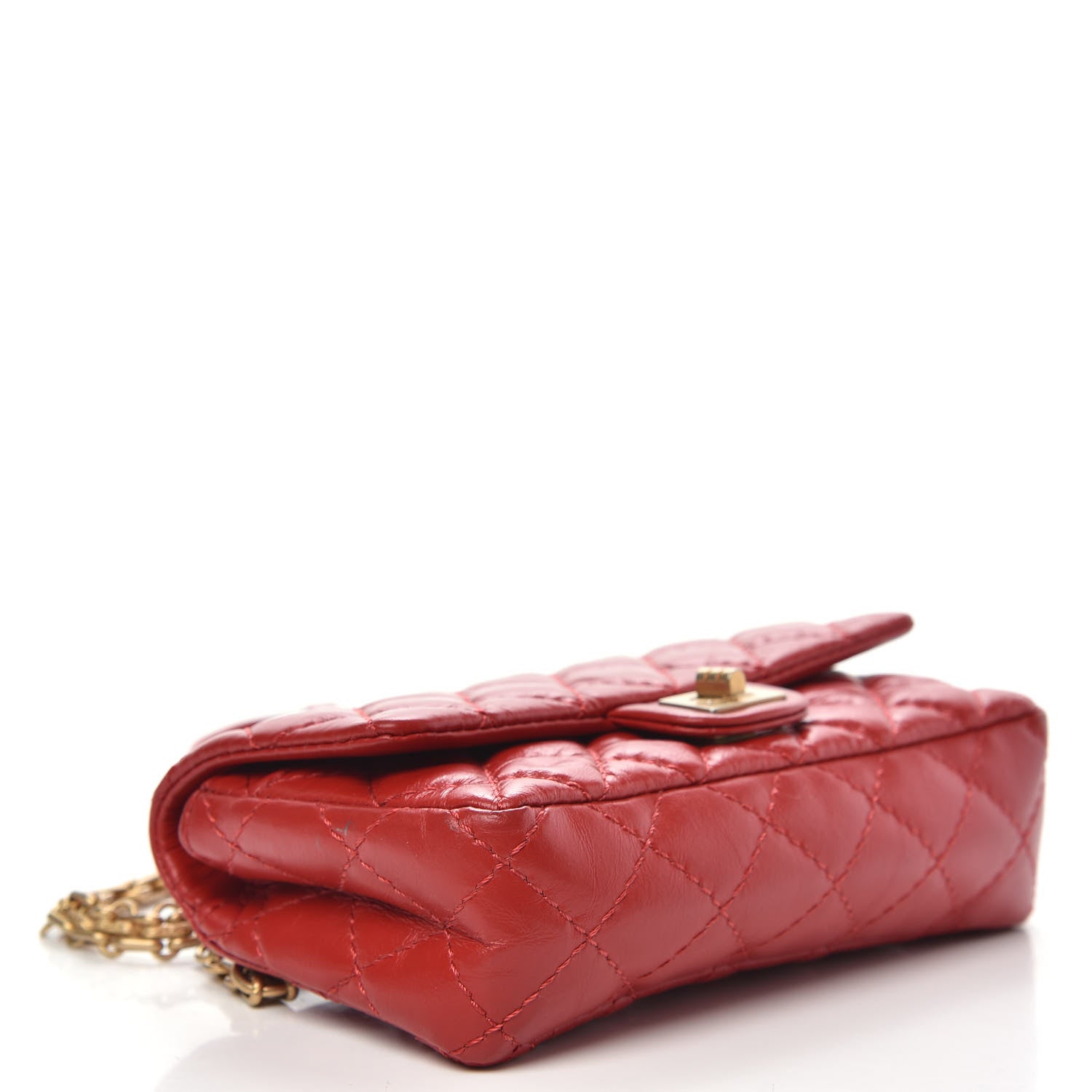 Chanel Aged Calfskin Quilted 2.55 Reissue Flap Belt Bag Red 4 of 10