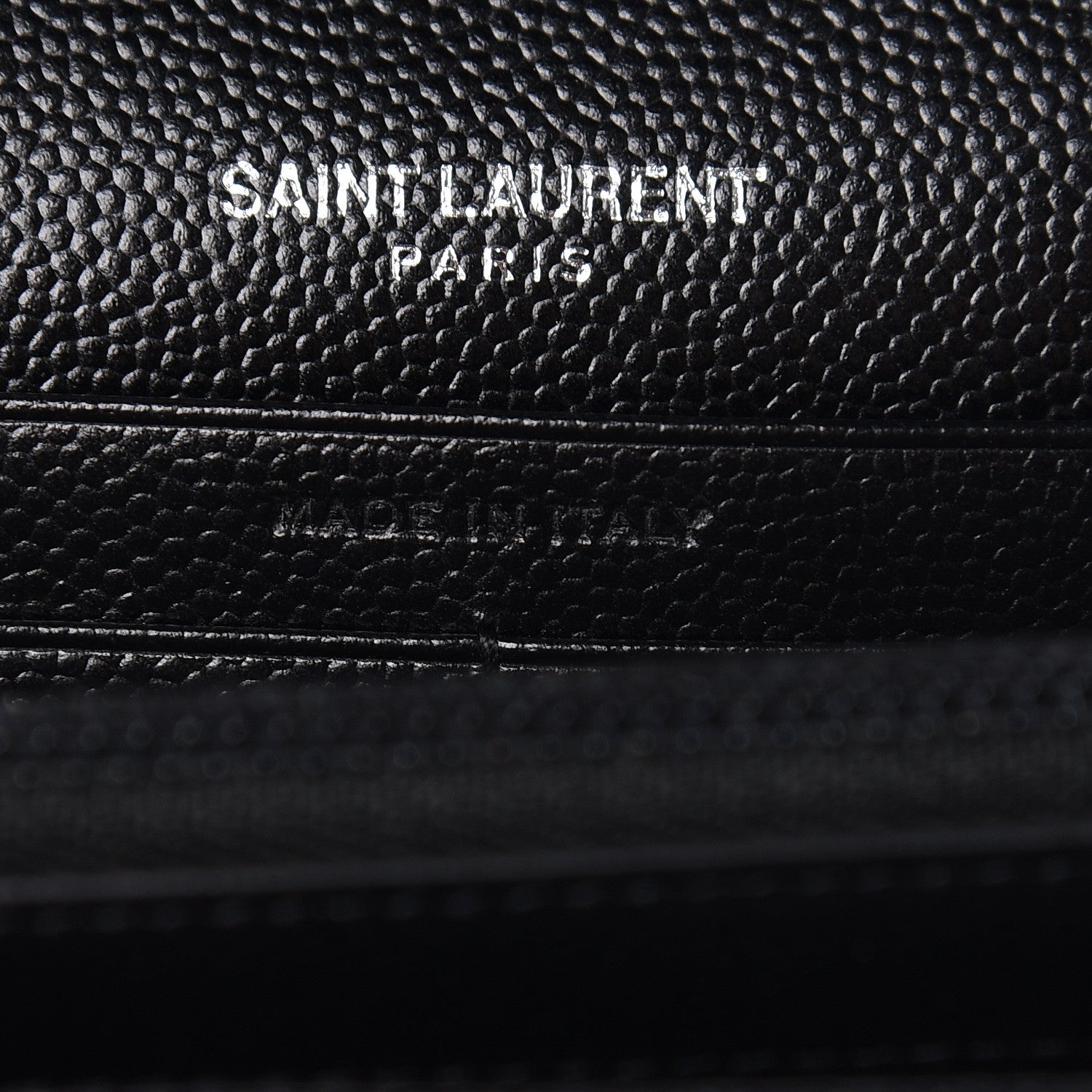 Saint Laurent Grain De Poudre Matelasse Chevron Monogram Chain Wallet Black 9 of 11