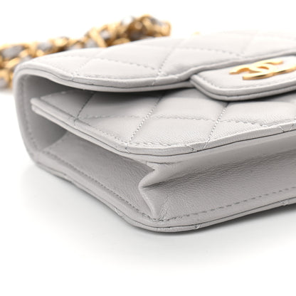 Chanel Lambskin Quilted Top Handle Flap Coin Purse With Chain Grey 9 of 11
