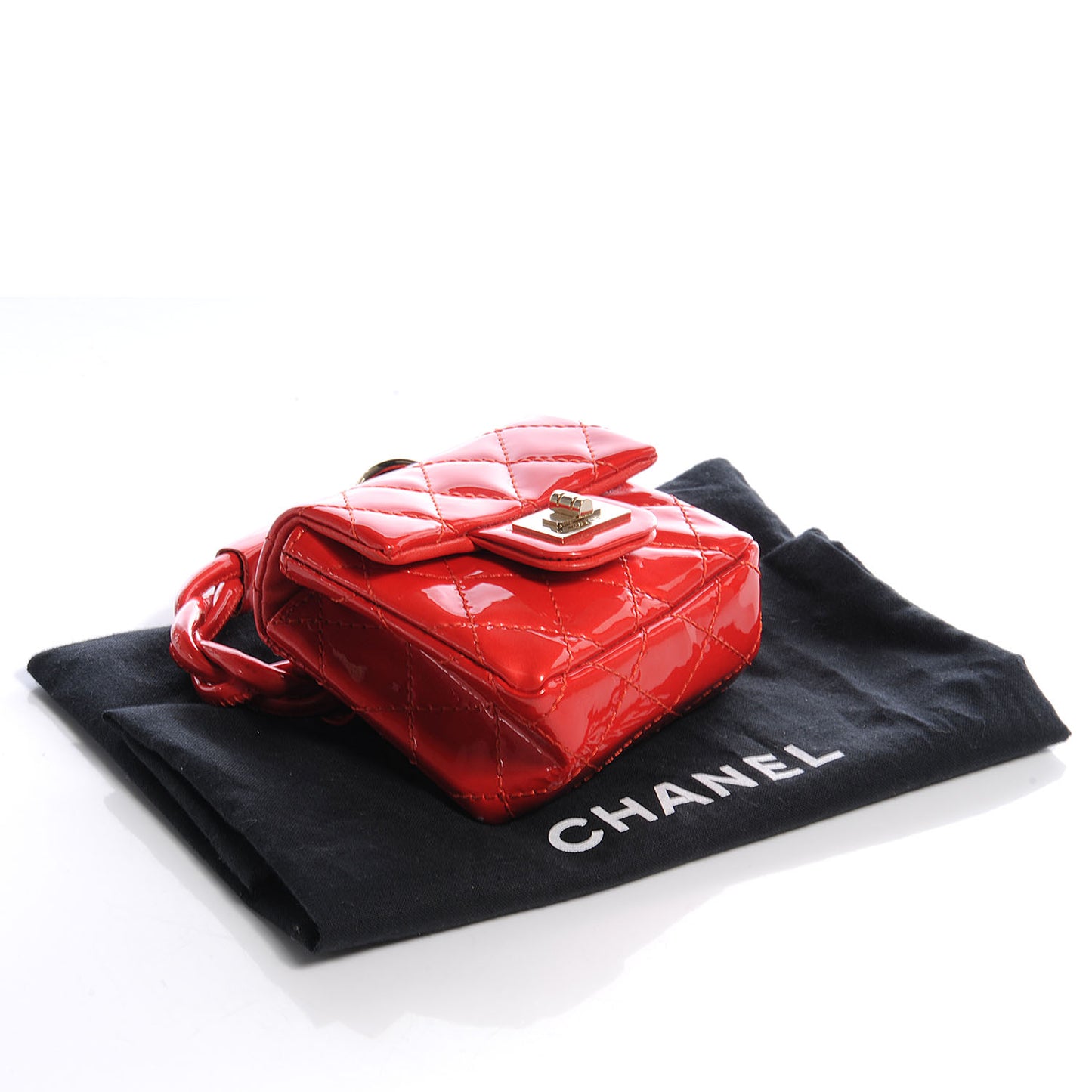 Patent Quilted 2.55 Ankle Wrist Bag Red