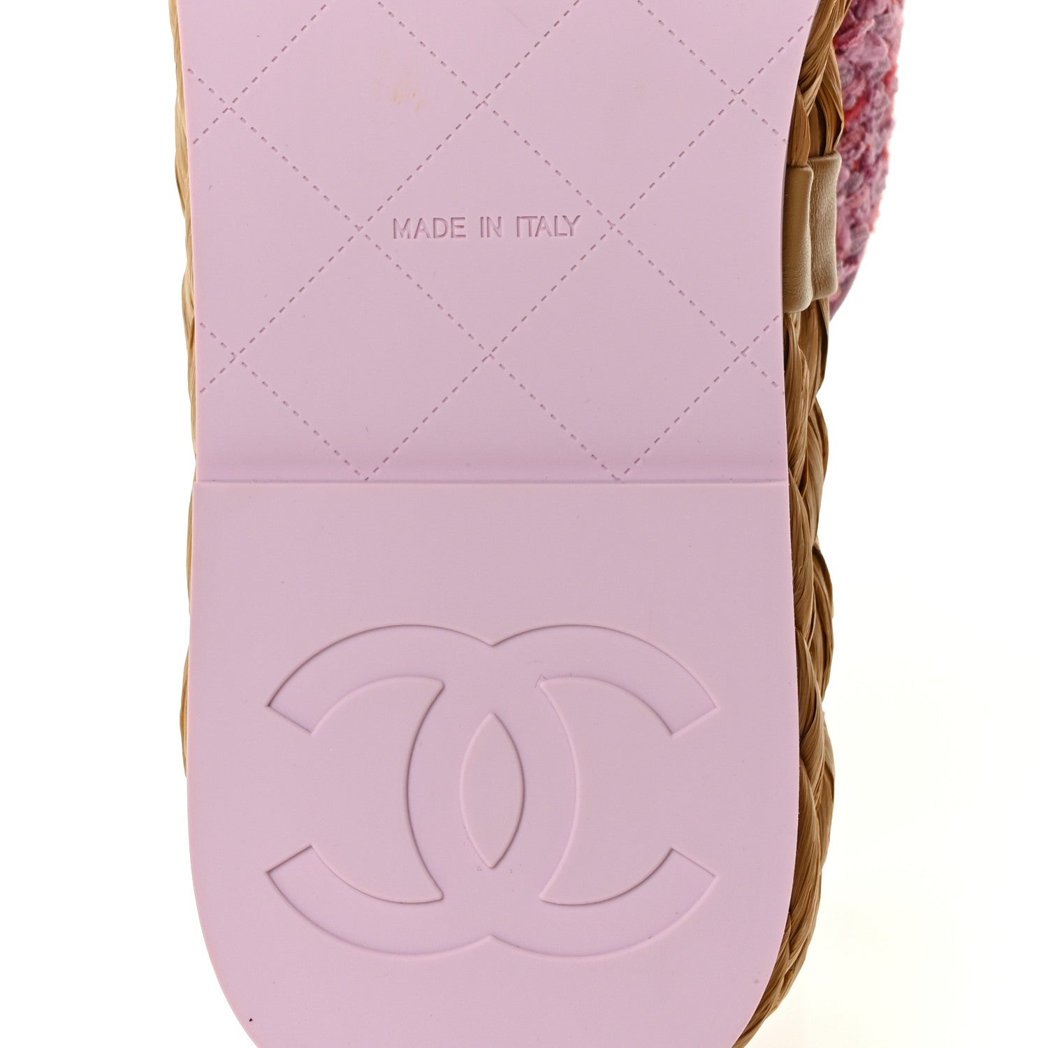 Chanel Tweed CC Thong Sandals 36.5 Light Purple Pink Red 6 of 9