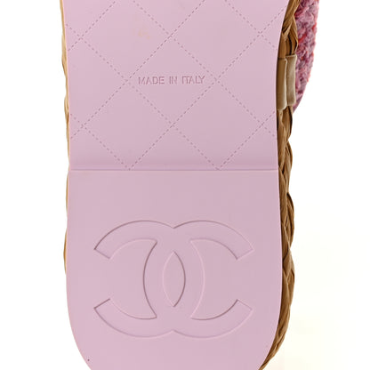 Chanel Tweed CC Thong Sandals 36.5 Light Purple Pink Red 6 of 9