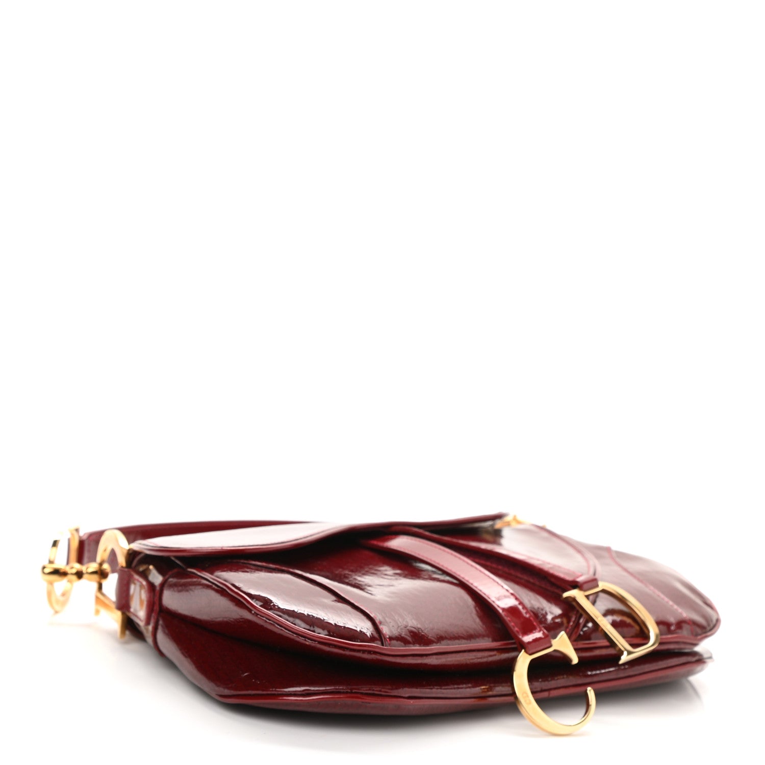 Christian Dior Patent Diorissimo Double Saddle Bag Dark Red 4 of 10