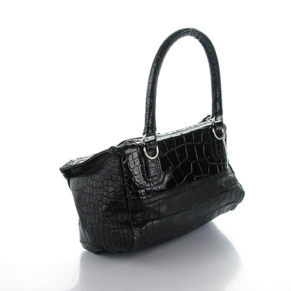 Givenchy Calfskin Crocodile Embossed Small Pandora Black 3 of 7