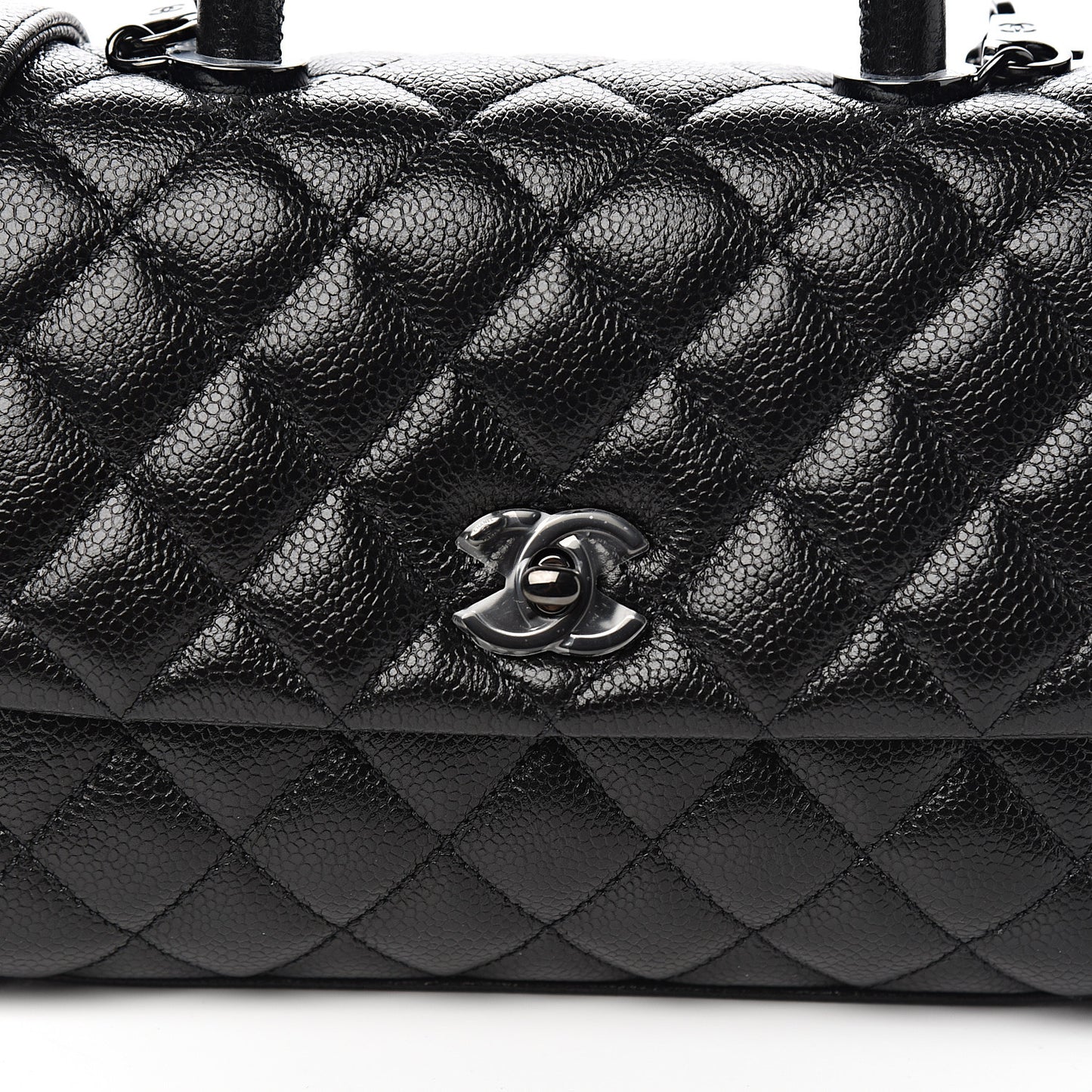 Caviar Quilted Mini Coco Handle Flap So Black