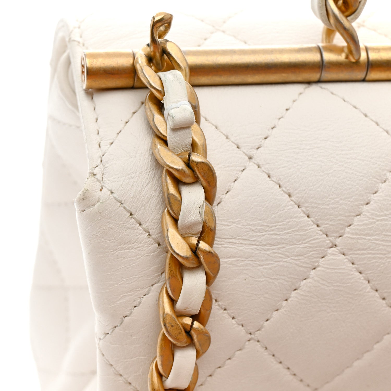 Chanel Lambskin Quilted La Parisienne Top Handle Flap White 11 of 16