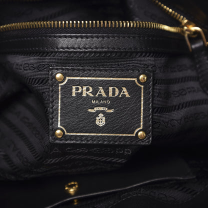 Prada Soft Calfskin Pleated Hobo Black 6 of 9