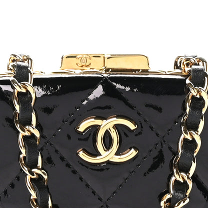 Chanel Glazed Goatskin Quilted Small Box With Chain Black 9 of 11