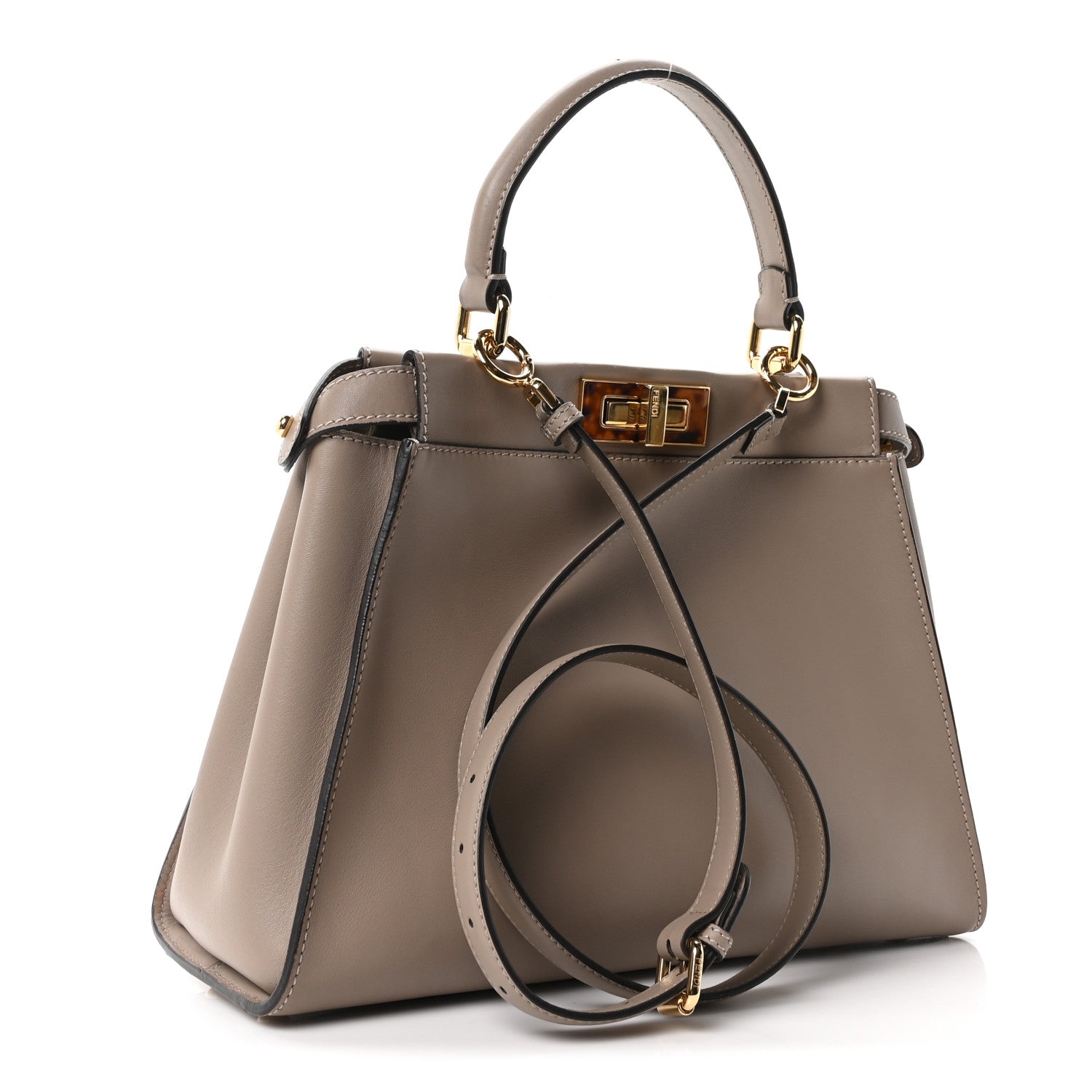 Fendi Vitello Seta Plexiglass Tortoise Medium Peekaboo Iconic Satchel Tortora 3 of 10