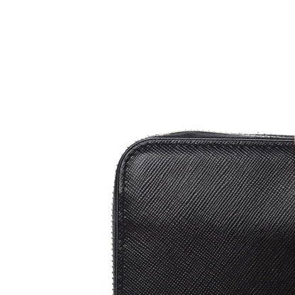 Prada Saffiano Metal Zip Around Wallet Black 8 of 10
