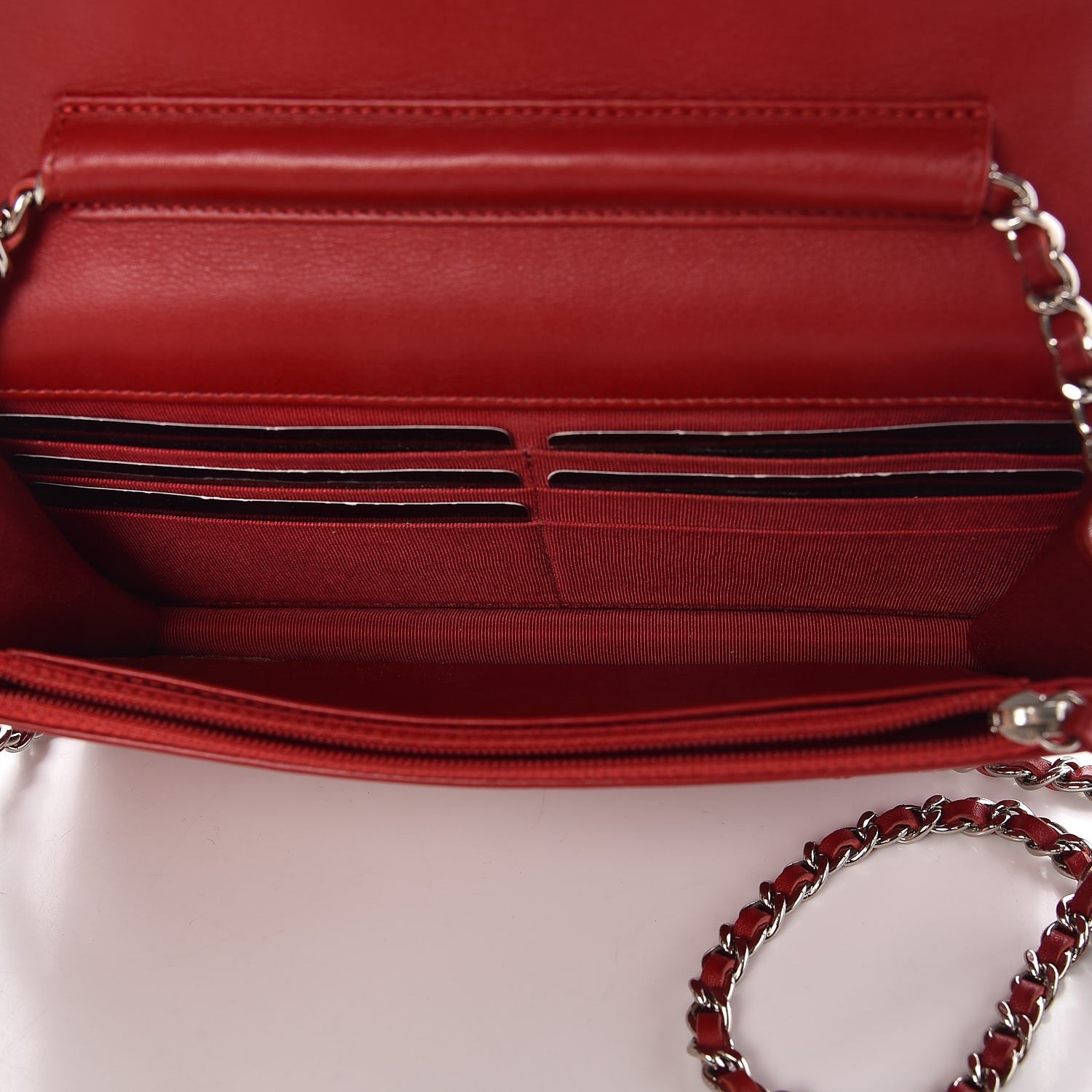 Chanel Patent Quilted Wallet On Chain WOC Red 5 of 9