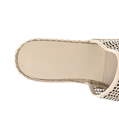 Chanel Mesh Grosgrain CC Espadrilles Mule 40 Beige Black 8 of 10
