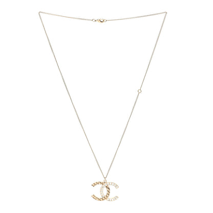 Chanel Baguette Crystal Quilted CC Pendant Necklace Gold 3 of 6