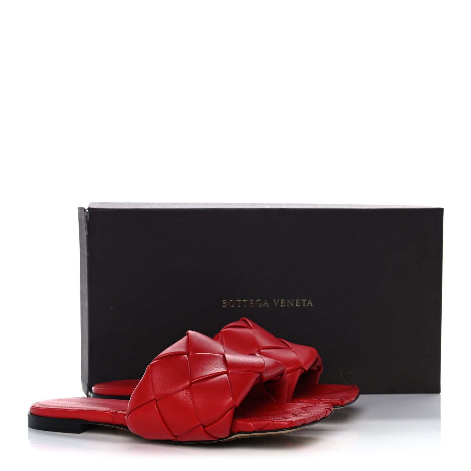 Bottega Veneta Nappa Maxi Intrecciato Lido Flat Sandals 38.5 Bright Red 10 of 10