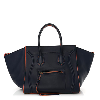 Celine Supple Calfskin Large Phantom Luggage Navy Blue Orange 1 of 13