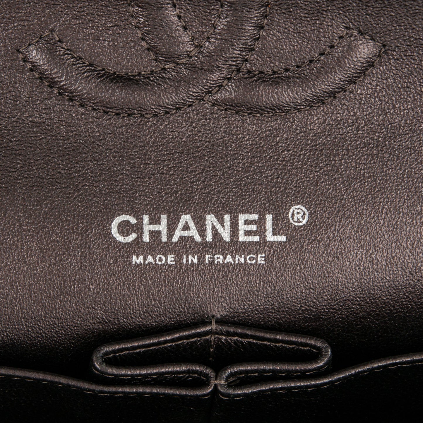 Metallic Lambskin Quilted Medium Double Flap Dark Grey