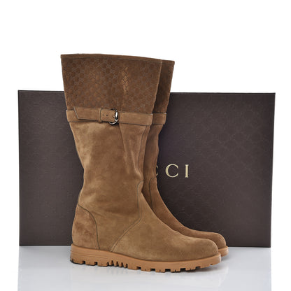 Gucci Suede Microguccissima Knee Boots 40 Brown 20 of 20