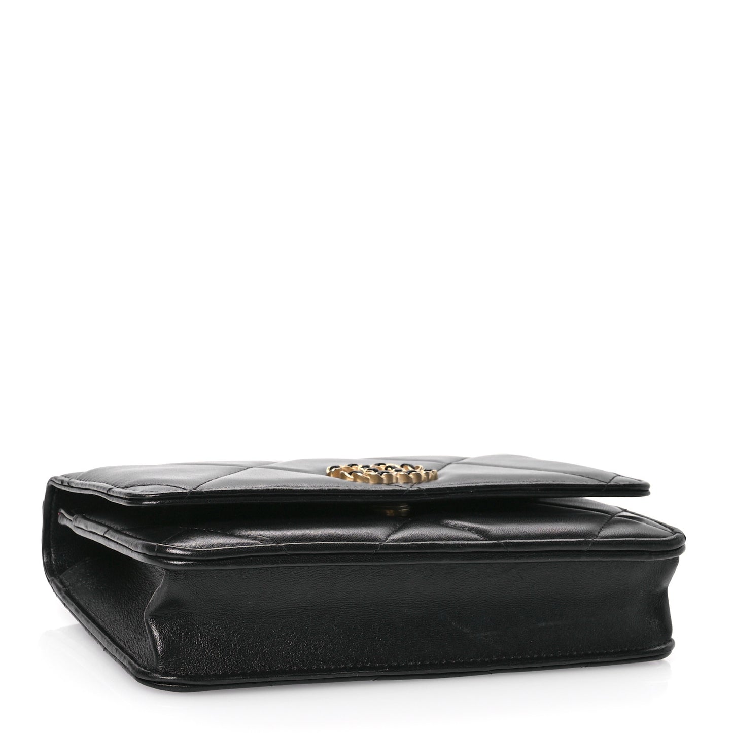 Lambskin Quilted Chanel 19 Wallet On Chain WOC Black